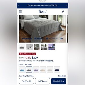 Rest Cooling Comforter King Size MSRP $279!